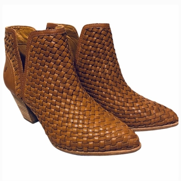 Frye Reed Cognac Woven Cut out Bootie 10M - Picture 3 of 10